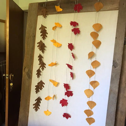 AUTUMNAL/MABON RED MAPLE LEAF HAND CUT FELT & HEMP GARLAND