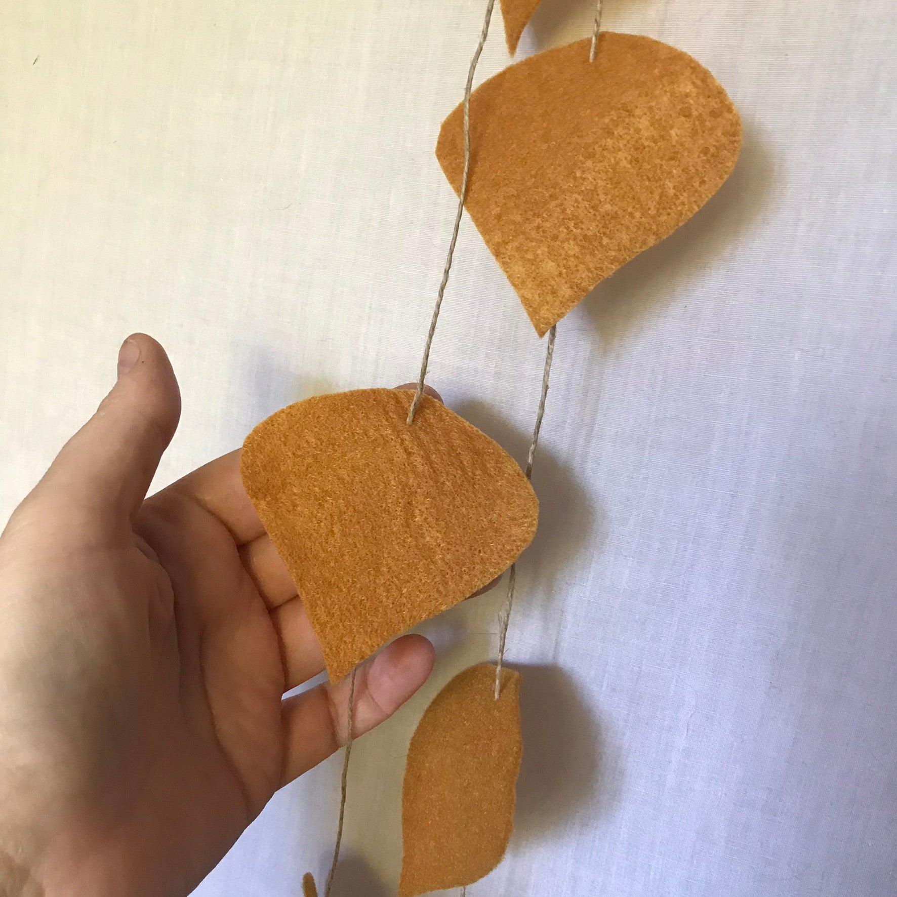 AUTUMNAL/MABON GOLD POPLAR LEAF HAND CUT FELT & HEMP GARLAND TORONTO ONTARIO CANADA