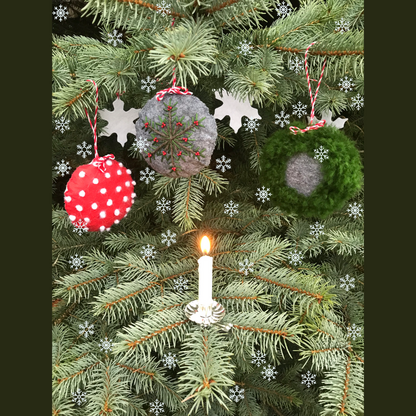 YULE CHRISTMAS ORNAMENT & CANDLE GREETING CARD