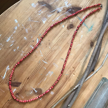 VARIOUS COPPER WOOD BEAD LONG NECKLACE