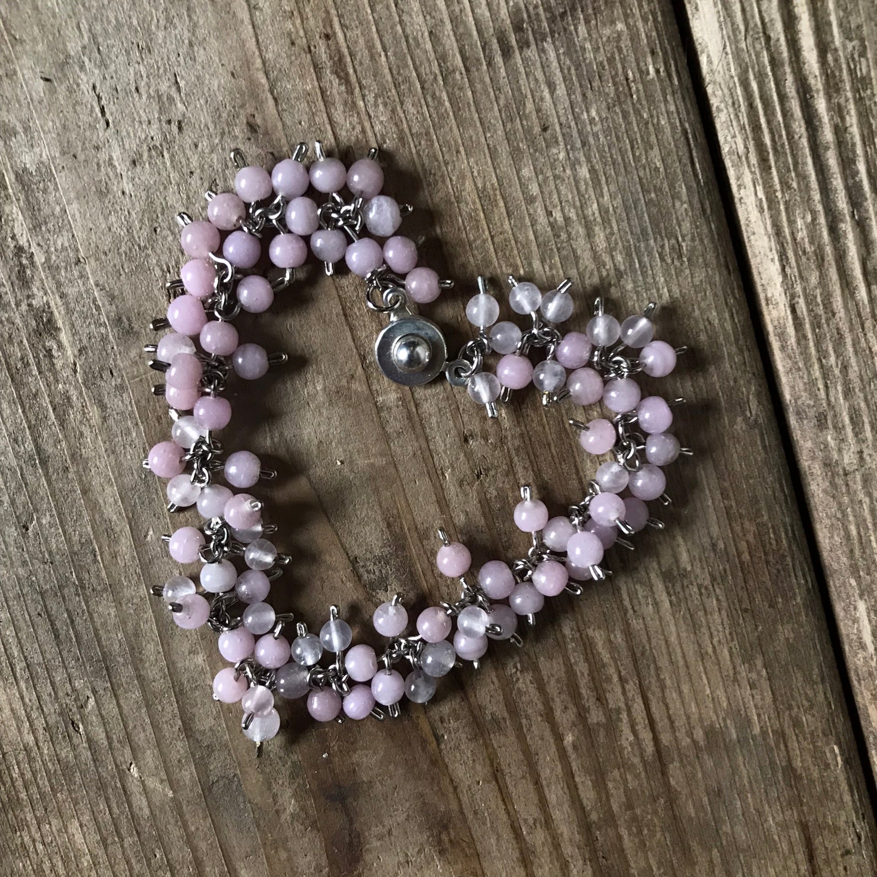 ROSE QUARTZ BEAD CHARM BRACELET