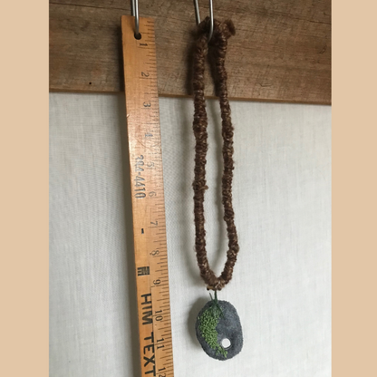 MOSS WITCH STONE WITH ROOT NECKLACE MEASURING 12 INCHES (25 CENTIMETERS) LONG INCLUDING THE WITCH STONE