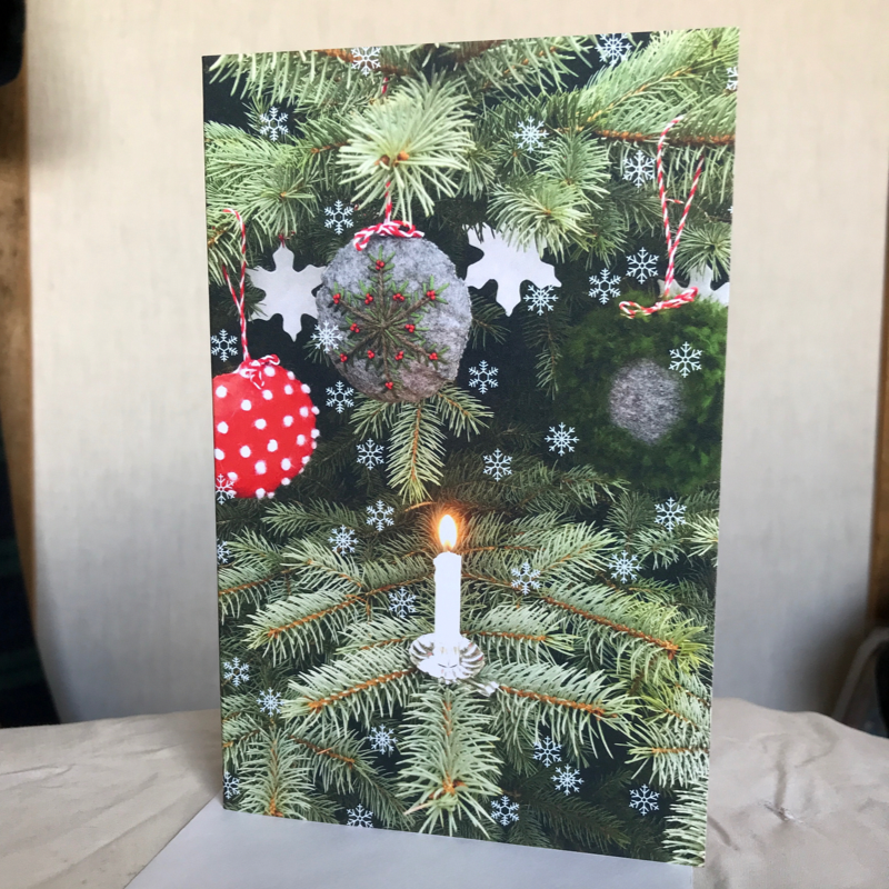 CHRISTMAS/YULE TREE CANDLE & ORNAMENTS BLANK GREETING CARD TORONTO ONTARIO CANADA