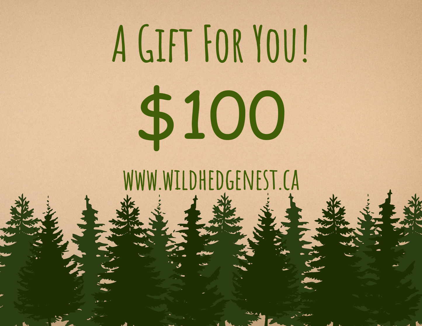 5 $100 WILD HEDGE NEST FOREST e-GIFT CARD